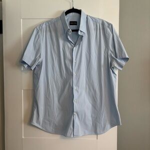 Men’s Emporio Armani light blue short sleeve button down shirt. Size 45/18
